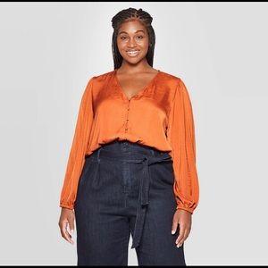 Plus Size Sexy Relaxed Fit Button Blouse